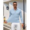 imageCOOFANDY Mens Polo Shirt Long Sleeve Moisture Wicking Golf Shirts Sun Protection Collared Work ShirtsLight Blue
