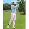 imageCOOFANDY Mens Polo Shirt Long Sleeve Moisture Wicking Golf Shirts Sun Protection Collared Work ShirtsLight Blue