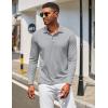 imageCOOFANDY Mens Polo Shirt Long Sleeve Moisture Wicking Golf Shirts Sun Protection Collared Work ShirtsLight Grey