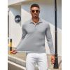 imageCOOFANDY Mens Polo Shirt Long Sleeve Moisture Wicking Golf Shirts Sun Protection Collared Work ShirtsLight Grey