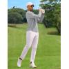 imageCOOFANDY Mens Polo Shirt Long Sleeve Moisture Wicking Golf Shirts Sun Protection Collared Work ShirtsLight Grey