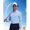 imageCOOFANDY Mens Polo Shirt Long Sleeve Moisture Wicking Sun Protection Quick Dry Golf Shirts Lightweight Collared Golf ShirtBlue