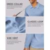 imageCOOFANDY Mens Polo Shirt Long Sleeve Moisture Wicking Sun Protection Quick Dry Golf Shirts Lightweight Collared Golf ShirtBlue