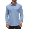 imageCOOFANDY Mens Polo Shirt Long Sleeve Moisture Wicking Sun Protection Quick Dry Golf Shirts Lightweight Collared Golf ShirtBlue