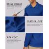 imageCOOFANDY Mens Polo Shirt Long Sleeve Moisture Wicking Sun Protection Quick Dry Golf Shirts Lightweight Collared Golf ShirtDark Blue