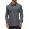 imageCOOFANDY Mens Polo Shirt Long Sleeve Moisture Wicking Sun Protection Quick Dry Golf Shirts Lightweight Collared Golf ShirtDark Grey