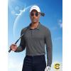 imageCOOFANDY Mens Polo Shirt Long Sleeve Moisture Wicking Sun Protection Quick Dry Golf Shirts Lightweight Collared Golf ShirtDark Grey