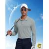 imageCOOFANDY Mens Polo Shirt Long Sleeve Moisture Wicking Sun Protection Quick Dry Golf Shirts Lightweight Collared Golf ShirtLight Grey