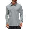imageCOOFANDY Mens Polo Shirt Long Sleeve Moisture Wicking Sun Protection Quick Dry Golf Shirts Lightweight Collared Golf ShirtLight Grey