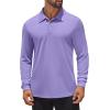 imageCOOFANDY Mens Polo Shirt Long Sleeve Moisture Wicking Sun Protection Quick Dry Golf Shirts Lightweight Collared Golf ShirtLilac