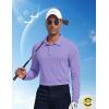 imageCOOFANDY Mens Polo Shirt Long Sleeve Moisture Wicking Sun Protection Quick Dry Golf Shirts Lightweight Collared Golf ShirtLilac