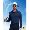 imageCOOFANDY Mens Polo Shirt Long Sleeve Moisture Wicking Sun Protection Quick Dry Golf Shirts Lightweight Collared Golf ShirtNavy Blue