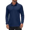 imageCOOFANDY Mens Polo Shirt Long Sleeve Moisture Wicking Sun Protection Quick Dry Golf Shirts Lightweight Collared Golf ShirtNavy Blue