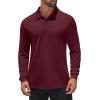 imageCOOFANDY Mens Polo Shirt Long Sleeve Moisture Wicking Sun Protection Quick Dry Golf Shirts Lightweight Collared Golf ShirtWine Red