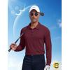 imageCOOFANDY Mens Polo Shirt Long Sleeve Moisture Wicking Sun Protection Quick Dry Golf Shirts Lightweight Collared Golf ShirtWine Red