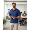 imageCOOFANDY Mens Polo Shirts Short Sleeve Quick Dry Performance Golf Polos Tactical Work Shirts with Pen PocketBlue