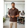 imageCOOFANDY Mens Polo Shirts Short Sleeve Quick Dry Performance Golf Polos Tactical Work Shirts with Pen PocketBrown