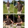 imageCOOFANDY Mens Polo Shirts Short Sleeve Quick Dry Performance Golf Polos Tactical Work Shirts with Pen PocketBrown