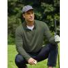 imageCOOFANDY Mens Quarter Zip Pullover Sweatshirt Mock Neck Golf Shirts Casual Long Sleeve ShirtArmy Green