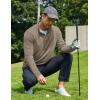 imageCOOFANDY Mens Quarter Zip Pullover Sweatshirt Mock Neck Golf Shirts Casual Long Sleeve ShirtKhaki