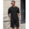 imageCOOFANDY Mens Shirt and Shorts Set 2 Piece Fashion Summer Tracksuits Cotton Oversized TShirts Cargo Shorts OutfitsAll Black