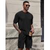 imageCOOFANDY Mens Shirt and Shorts Set 2 Piece Fashion Summer Tracksuits Cotton Oversized TShirts Cargo Shorts OutfitsAll Black