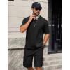 imageCOOFANDY Mens Shirt and Shorts Set 2 Piece Fashion Summer Tracksuits Cotton Oversized TShirts Cargo Shorts OutfitsAll Black