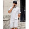 imageCOOFANDY Mens Shirt and Shorts Set 2 Piece Fashion Summer Tracksuits Cotton Oversized TShirts Cargo Shorts OutfitsAll White