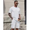 imageCOOFANDY Mens Shirt and Shorts Set 2 Piece Fashion Summer Tracksuits Cotton Oversized TShirts Cargo Shorts OutfitsAll White