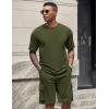 imageCOOFANDY Mens Shirt and Shorts Set 2 Piece Fashion Summer Tracksuits Cotton Oversized TShirts Cargo Shorts OutfitsArmy Green