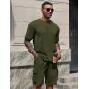 imageCOOFANDY Mens Shirt and Shorts Set 2 Piece Fashion Summer Tracksuits Cotton Oversized TShirts Cargo Shorts OutfitsArmy Green