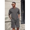 imageCOOFANDY Mens Shirt and Shorts Set 2 Piece Fashion Summer Tracksuits Cotton Oversized TShirts Cargo Shorts OutfitsDark Grey