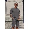 imageCOOFANDY Mens Shirt and Shorts Set 2 Piece Fashion Summer Tracksuits Cotton Oversized TShirts Cargo Shorts OutfitsDark Grey