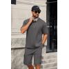 imageCOOFANDY Mens Shirt and Shorts Set 2 Piece Fashion Summer Tracksuits Cotton Oversized TShirts Cargo Shorts OutfitsDark Grey