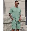 imageCOOFANDY Mens Shirt and Shorts Set 2 Piece Fashion Summer Tracksuits Cotton Oversized TShirts Cargo Shorts OutfitsGrey Green