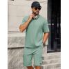 imageCOOFANDY Mens Shirt and Shorts Set 2 Piece Fashion Summer Tracksuits Cotton Oversized TShirts Cargo Shorts OutfitsGrey Green