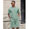 imageCOOFANDY Mens Shirt and Shorts Set 2 Piece Fashion Summer Tracksuits Cotton Oversized TShirts Cargo Shorts OutfitsGrey Green