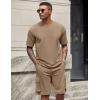 imageCOOFANDY Mens Shirt and Shorts Set 2 Piece Fashion Summer Tracksuits Cotton Oversized TShirts Cargo Shorts OutfitsKhaki