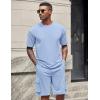 imageCOOFANDY Mens Shirt and Shorts Set 2 Piece Fashion Summer Tracksuits Cotton Oversized TShirts Cargo Shorts OutfitsLight Blue