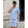 imageCOOFANDY Mens Shirt and Shorts Set 2 Piece Fashion Summer Tracksuits Cotton Oversized TShirts Cargo Shorts OutfitsLight Blue