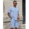 imageCOOFANDY Mens Shirt and Shorts Set 2 Piece Fashion Summer Tracksuits Cotton Oversized TShirts Cargo Shorts OutfitsLight Blue