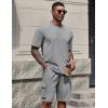 imageCOOFANDY Mens Shirt and Shorts Set 2 Piece Fashion Summer Tracksuits Cotton Oversized TShirts Cargo Shorts OutfitsLight Grey
