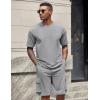 imageCOOFANDY Mens Shirt and Shorts Set 2 Piece Fashion Summer Tracksuits Cotton Oversized TShirts Cargo Shorts OutfitsLight Grey