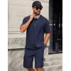 imageCOOFANDY Mens Shirt and Shorts Set 2 Piece Fashion Summer Tracksuits Cotton Oversized TShirts Cargo Shorts OutfitsNavy Blue