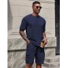 imageCOOFANDY Mens Shirt and Shorts Set 2 Piece Fashion Summer Tracksuits Cotton Oversized TShirts Cargo Shorts OutfitsNavy Blue