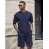 imageCOOFANDY Mens Shirt and Shorts Set 2 Piece Fashion Summer Tracksuits Cotton Oversized TShirts Cargo Shorts OutfitsNavy Blue