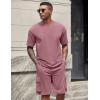imageCOOFANDY Mens Shirt and Shorts Set 2 Piece Fashion Summer Tracksuits Cotton Oversized TShirts Cargo Shorts OutfitsPurple Red