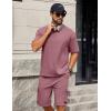 imageCOOFANDY Mens Shirt and Shorts Set 2 Piece Fashion Summer Tracksuits Cotton Oversized TShirts Cargo Shorts OutfitsPurple Red