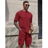 imageCOOFANDY Mens Shirt and Shorts Set 2 Piece Fashion Summer Tracksuits Cotton Oversized TShirts Cargo Shorts OutfitsRed