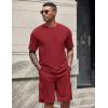 imageCOOFANDY Mens Shirt and Shorts Set 2 Piece Fashion Summer Tracksuits Cotton Oversized TShirts Cargo Shorts OutfitsRed